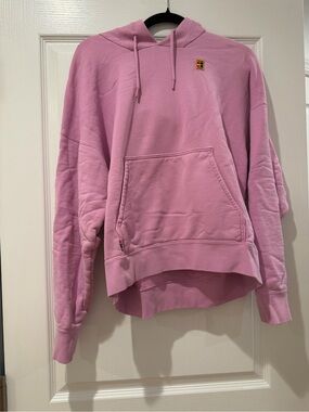 Nike Pink Pullover Hoodie with Subtle Logo Loose Fit Size M